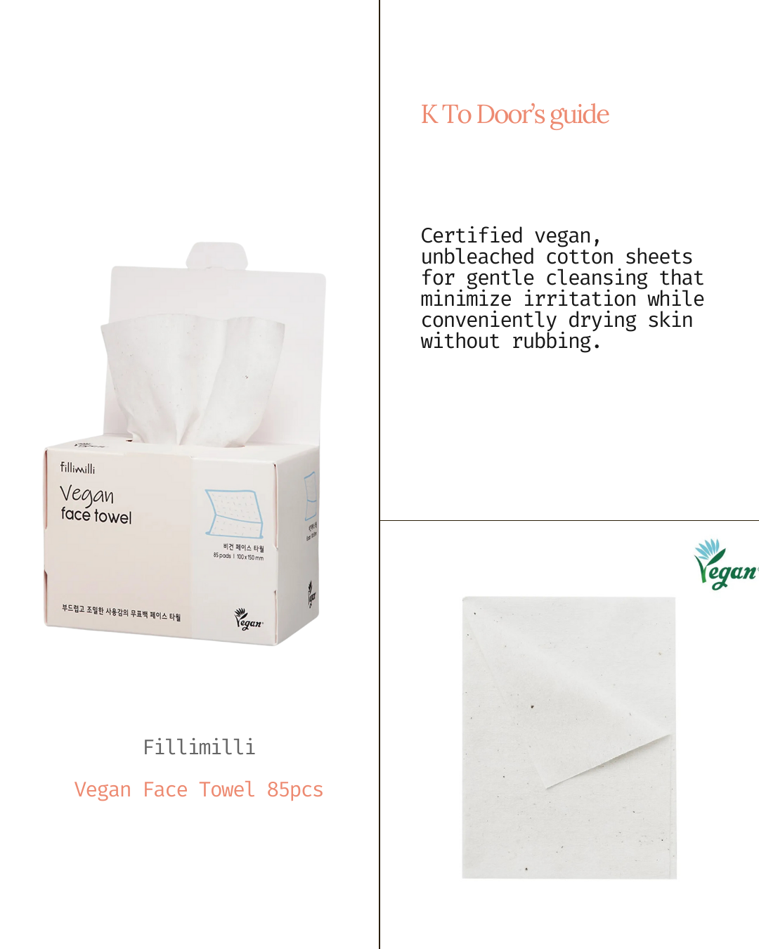 Serviette visage vegan 85 pièces